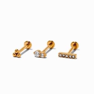 Claire’s Gold-tone Titanium Cubic Zirconia 18G Stud Threadless Cartilage Earring